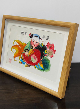 天津杨柳青手绘年画莲年有余摆件