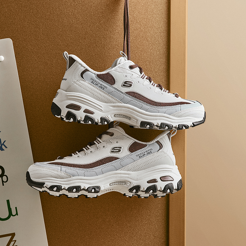 闪穿鞋Skechers斯凯奇奶茶熊|女2025秋新款熊猫鞋厚底增高老爹鞋 - 图0