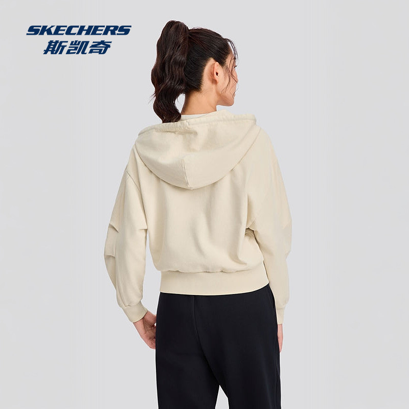 斯凯奇运动茄克2026秋季女款微形连帽外套全棉舒适保暖时尚潮流,淘宝优惠券,粉丝福利购,淘宝优惠卷