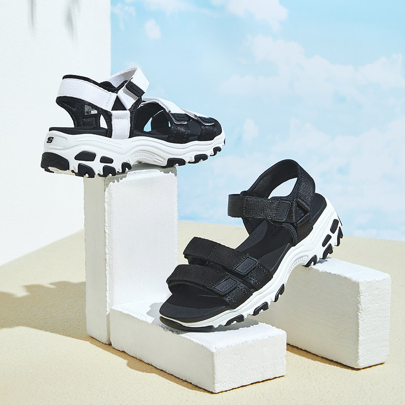 skechers官方旗舰店春夏季厚底女鞋 skechers斯凯奇蔚亚时装凉鞋