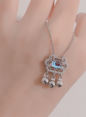 斯里兰卡月光石如意铃铛长命锁