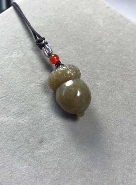 黄白老玉糖橡果吊坠项链锁骨链玉坠