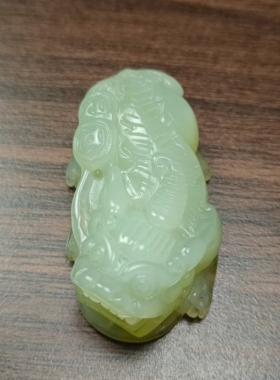 天然岫玉貔貅吊坠挂件小财神毛衣链项链女包邮天然玉石一物一图