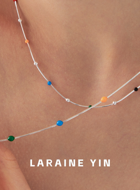 LARAINE YIN夏日多巴胺彩色豆豆串珠项链叠戴锁骨链百搭颈链配饰