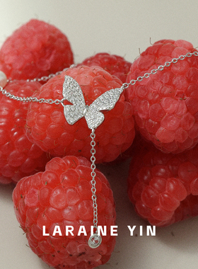 s925通体银女闪钻蝴蝶项链