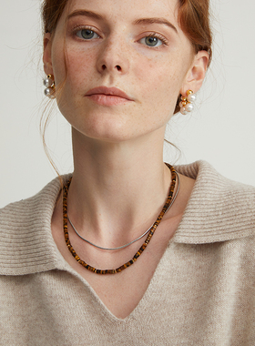 原创串珠百搭项链叠戴蛇骨链