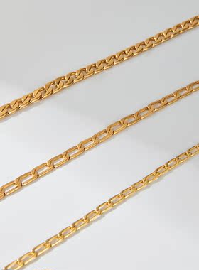 【买3免1】欧美嘻哈hop简约百搭粗链条项链多层叠戴金属链条颈链