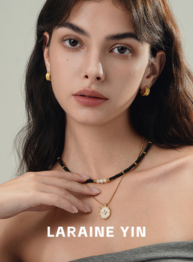 欧美百搭黑玛瑙串珠珍珠项链小众设计高级感白贝叠戴锁骨链