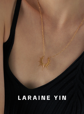 LARAINEYIN欧美小众太阳吊坠项链锁骨链叠戴毛衣链男女美式七夕礼