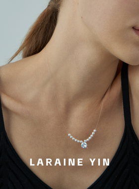 超闪精致s925银饰一颗闪锆仿制珍珠隐形线项链人鱼眼泪颈链