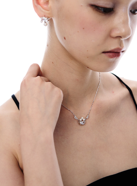 TOGGLER珍珠蕾丝感可调节银项链