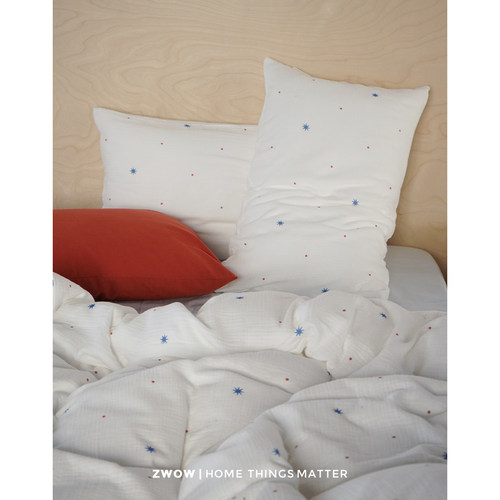 造卧zwow2026新品全棉纯棉双层皱皱纱星河印花粉色蓝色床上四件套 - 图3