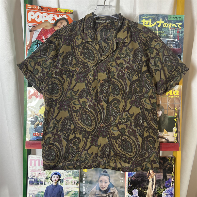 vintage古着沙滩衬衫翻领短袖巴洛克油画复古夏天男女T夏威夷CS23 - 图0