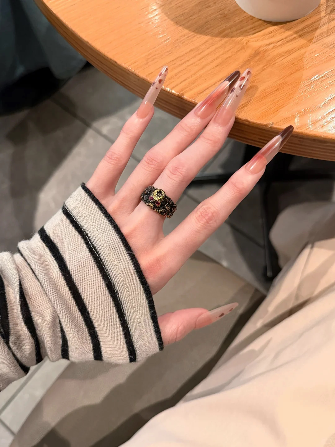 Hengchao Jewelry Blood Thorn Rose Ring Pure Gold 999 Original Design Trendy Brand Black Gold