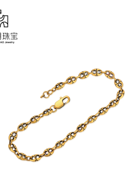 恒潮珠宝猪鼻泡泡手链足金999原创设计潮牌黑金