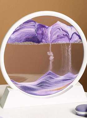 流沙摆件解压3D立体圆形沙漏创意家居桌面流沙画沙摆沙漏