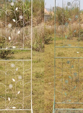 美式做旧铁线莲爬藤花架铁艺网格屏风蔷薇支架欧式户外庭院园艺