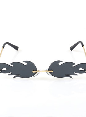 网红ins同款太阳镜跨境欧美个性切边无边框蹦迪墨镜不规则时尚