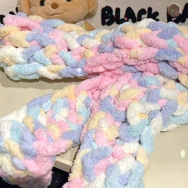 手织围巾毛线手工diy编织材料包手编手指粗冰条线渐变色送男女生 - 图1