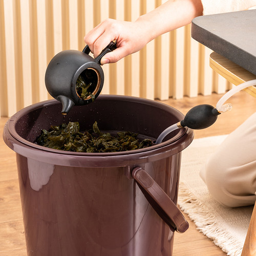 茶水桶手提茶渣桶功夫茶具配件塑料茶桶茶盘排水滤茶桶茶几废水桶 - 图0