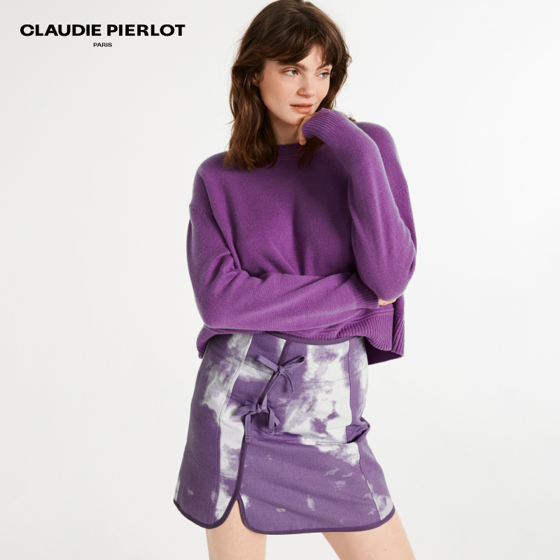 CLAUDIE PIERLOTOutlet春秋女装休闲紫色短款套头卫衣CFPPU00762-图0