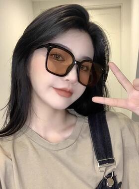 日本甄选复古大黑框茶色方形显脸小开车太阳眼镜网红女级感墨镜