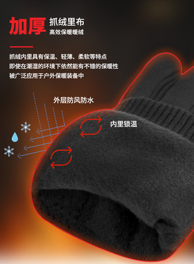 骑行加厚防水加绒保暖滑雪手套男