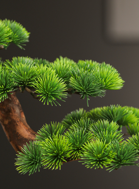 仿真迎客松盆景新中式客厅玄关办公室桌面装饰开业礼品招财摆件