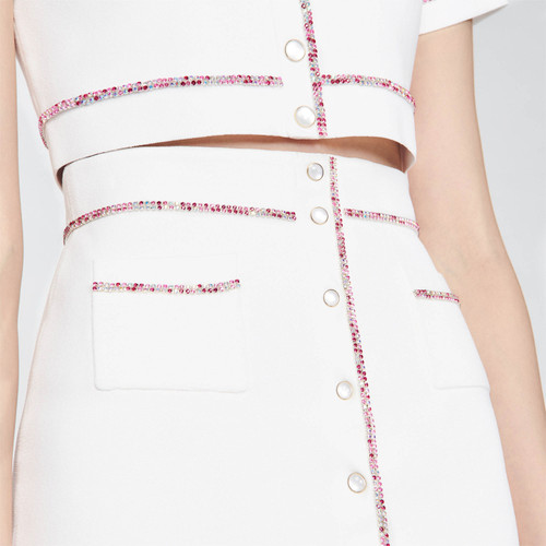 SANDRO Outlets秋季女装法式时尚优雅白色包臀长款半身裙 - 图2