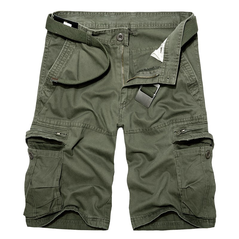 Men's Washed Cotton cargo shorts casual short pants for Male - 图2