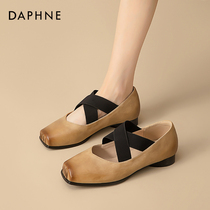Daphne French style Mary Janes shoes 2024 new grandma shoes square head shallow mouth single shoe pig nose ballet shoes