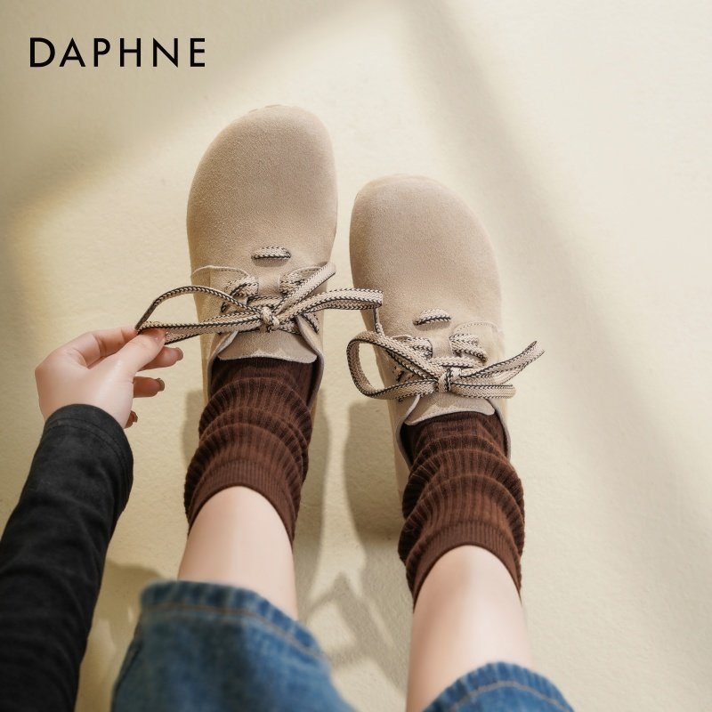 达芙妮全包勃肯鞋女2025新款秋季丑萌百搭吐司鞋平底系带复古单鞋,淘宝优惠券,粉丝福利购,淘宝优惠卷