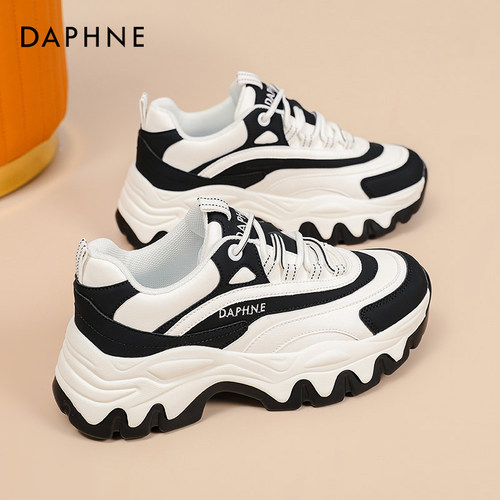 达芙妮老爹鞋女款2025新款冬增高鞋子女厚底黑色女鞋休闲运动鞋子 - 图2