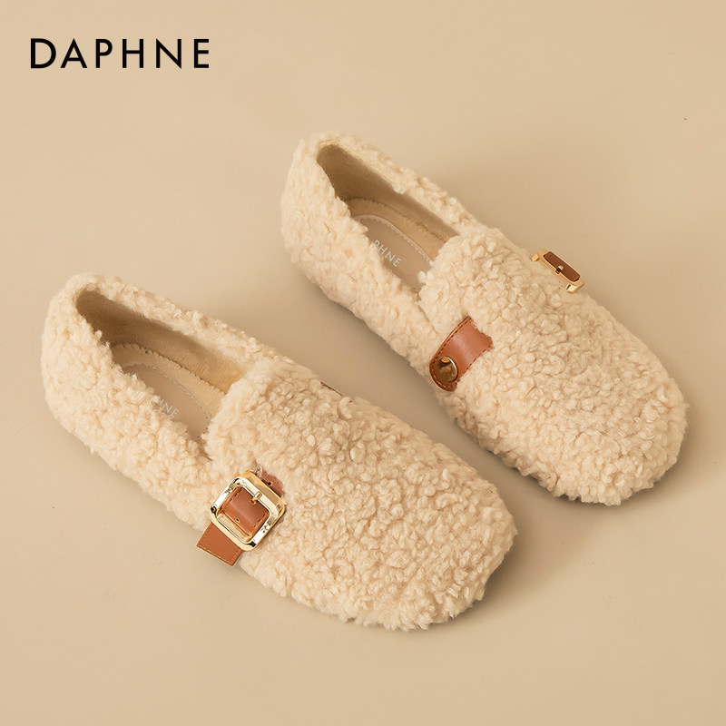 达芙妮毛毛鞋女外穿冬保暖2026新款加绒棉鞋一脚蹬羊羔绒豆豆鞋子,淘宝优惠券,粉丝福利购,淘宝优惠卷