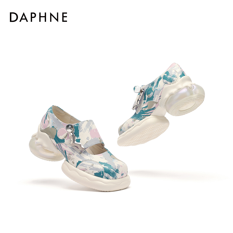DAPHNELAB达芙妮泡泡糖真皮厚底乐福鞋女2024新款玛丽珍小皮鞋女