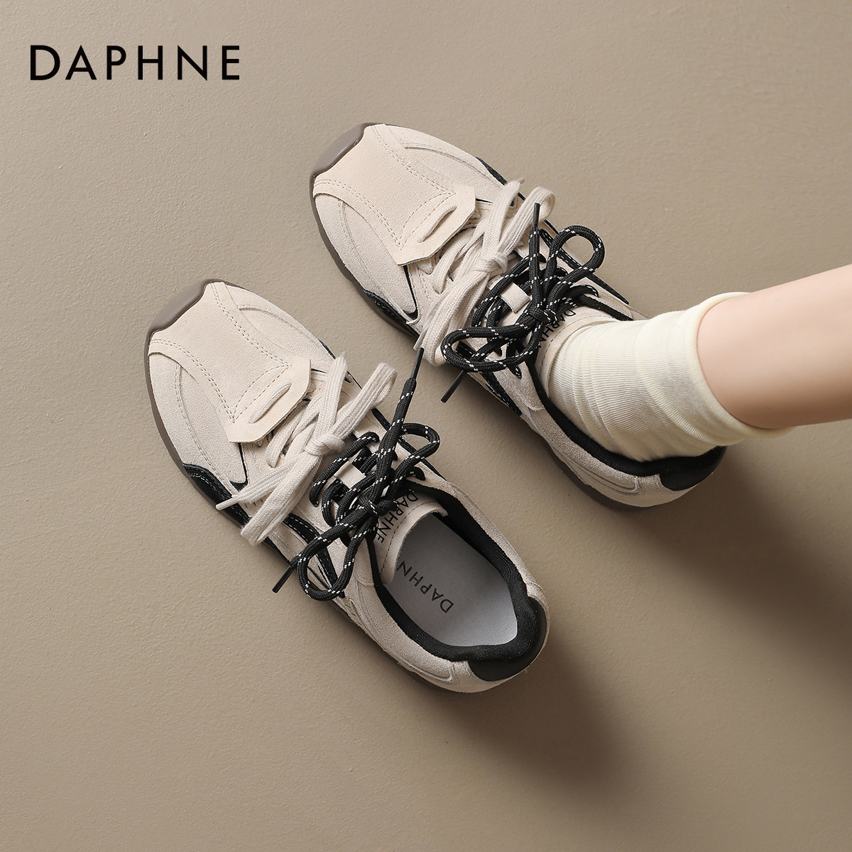 达芙妮复古德训鞋女鞋2026新款冬季运动鞋加绒休闲鞋韩系拼色单鞋,淘宝优惠券,粉丝福利购,淘宝优惠卷