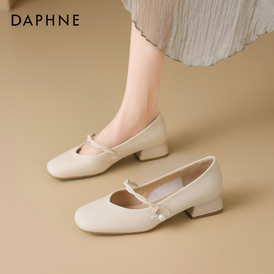 达芙妮单鞋女2025新款春瓢鞋晚晚鞋小皮鞋妈妈鞋冬季法式玛丽珍鞋