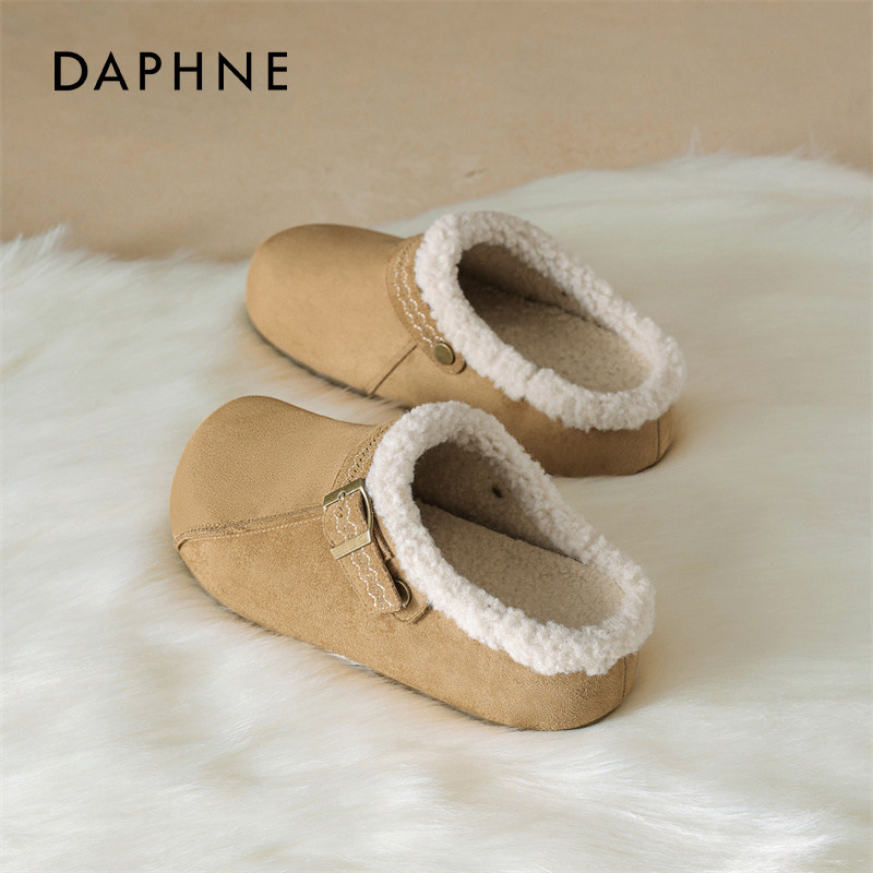 达芙妮厚底勃肯鞋女2026新款冬季保暖毛毛雪地靴孕妇单鞋加绒棉鞋,淘宝优惠券,粉丝福利购,淘宝优惠卷