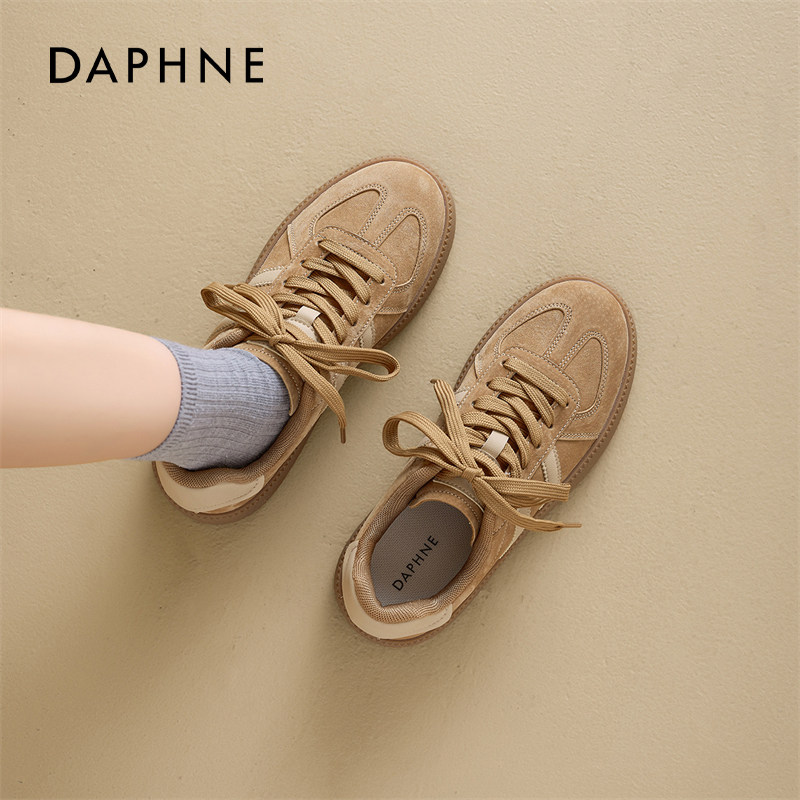 达芙妮德训鞋女2026春季新款复古休闲板鞋厚底美拉德棕色运动鞋子,淘宝优惠券,粉丝福利购,淘宝优惠卷