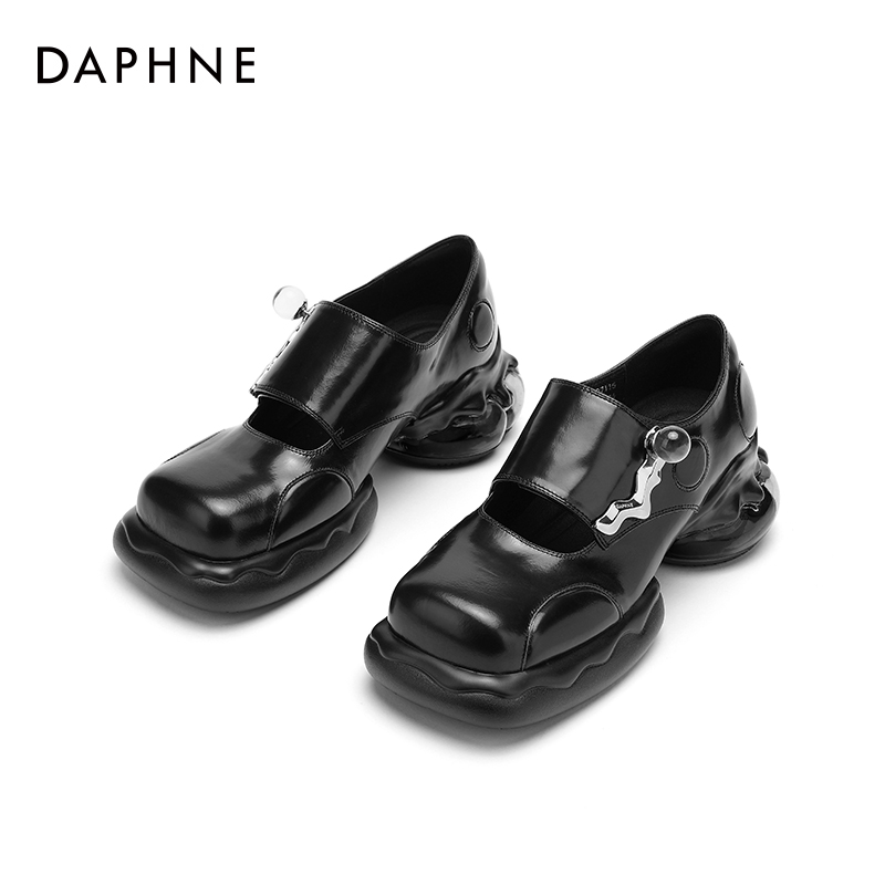 DAPHNELAB达芙妮泡泡糖真皮厚底乐福鞋女2024新款玛丽珍小皮鞋女