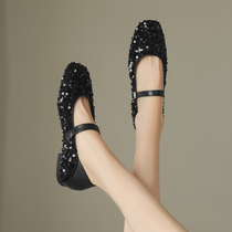 Daphne Flat Bottom Single Shoes Woman Spring Autumn 2023 New Mari Treasures Womens Shoes Soft-bottom Style A Foot foot Qipai Qipao Shoes