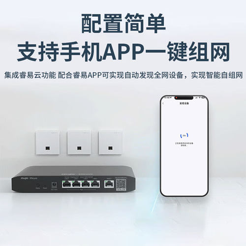 Ruijie锐捷睿易WiFi6无线AP面板RG-EAP162G V2路由器EG105G-P-L套装 全屋WiFi覆盖家用5口AC千兆POE网关组网 - 图1