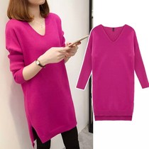 2023 Spring and autumn clothes new big code womens clothing 100 hitch hooded sweater outside wearing a knitted undershirt with a long one-piece dress