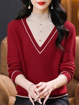 Autumn and winter sweater with a velvet thickened integrated suede middle-aged mummy loaded with warm fashion and a hitch-bottomed foreign air blouse