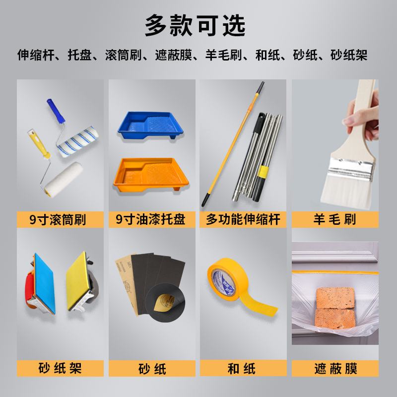 漆工刷墙工具滚筒刷乳胶漆伸缩杆刷子油漆刷涂料托盘装修套装组合-图0
