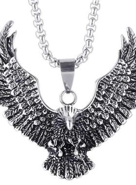 Titanium Steel Eagle Pendant Punk Necklace Retro tendy Men