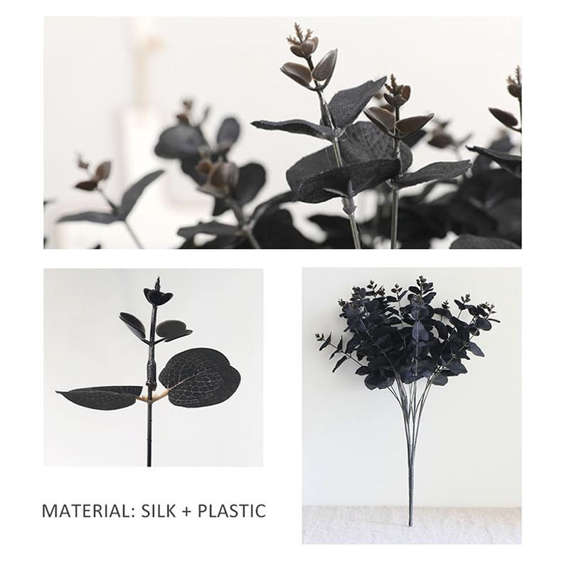 2PCS Simulation Black Eucalyptus Leaf Fake Flower Simple Hom - 图1