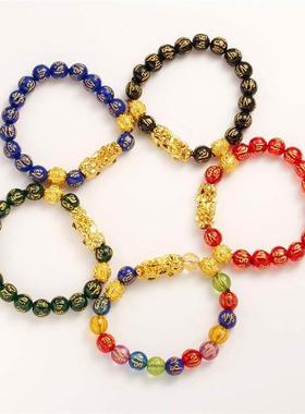 Personality Beaded Bracelet Obsidian Gold Pixiu