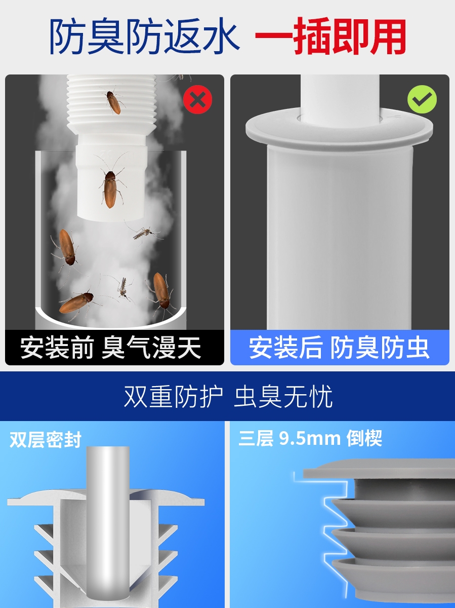 下水道防臭盖硅胶洗衣机排水管接头厨房防臭地漏下水管防臭密封圈 - 图1