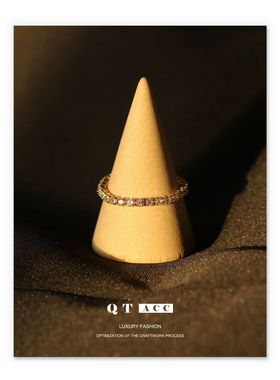 锆石链条细戒指 复古简约优雅气质韩国时尚百搭网红个性手饰指环